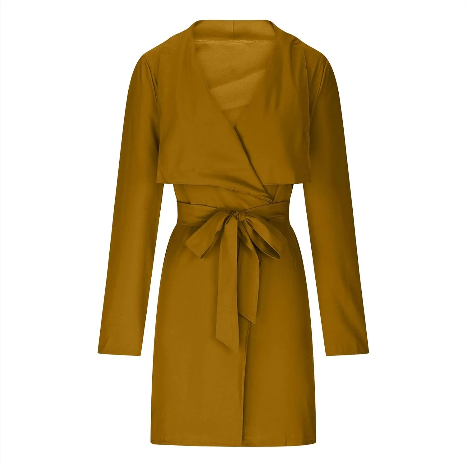 Trench Coat for Women Lightweight V Neck Fall Outfit Long Sleeve Belted Casual Pea Coat Office Work Jackets