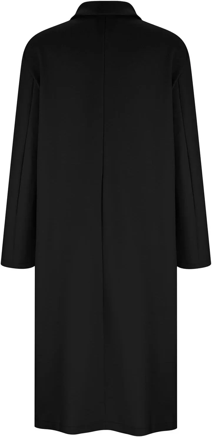 Trench Coats for Women 2024 Trendy Single Breasted Office Overcoats Notched Lapel Collar Wool Blend Pea Coat