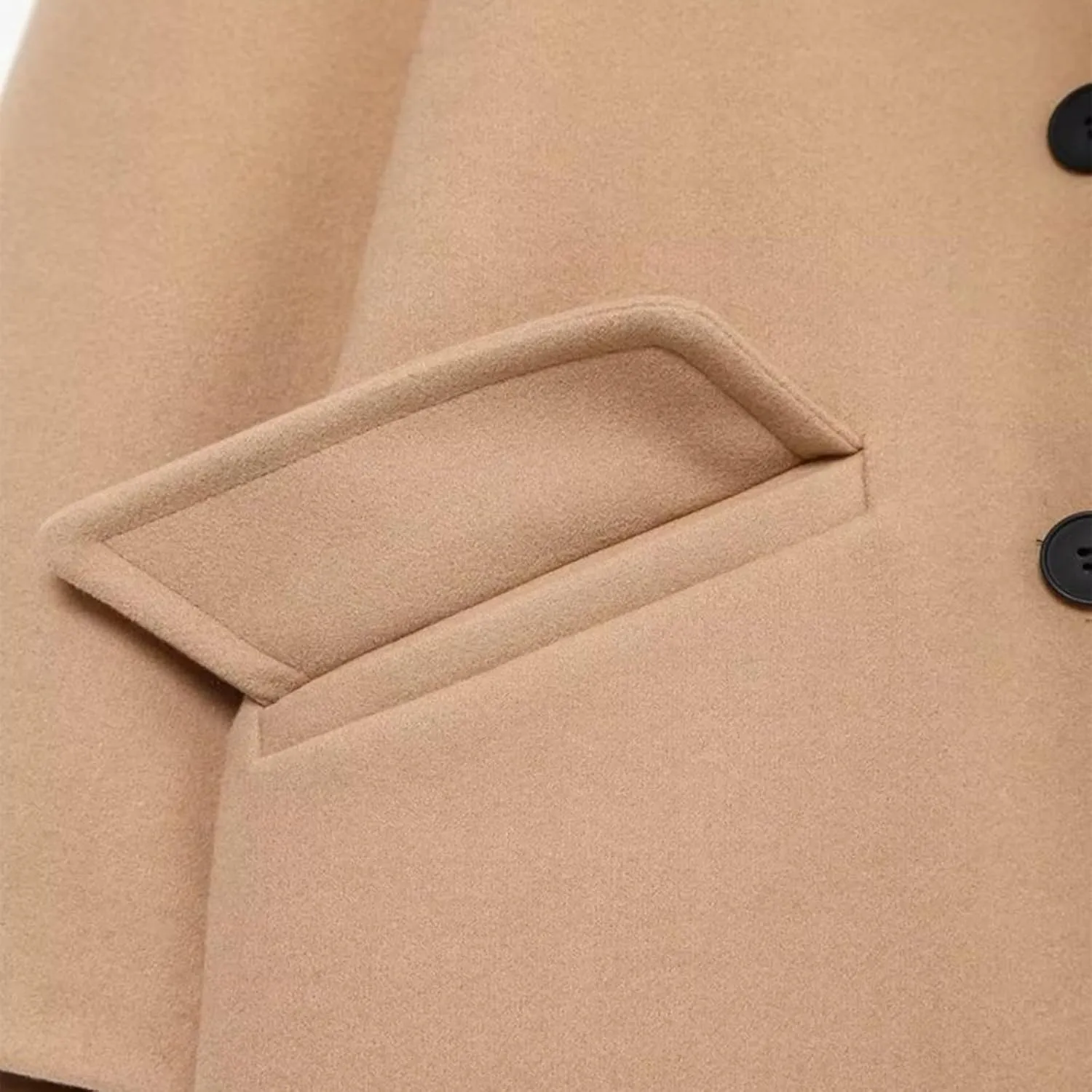 Trench Coats for Women Casual Wool Blend Fall Winter Warm Jacket Notch Lapel Single-Breasted Pea Coat With Pockets
