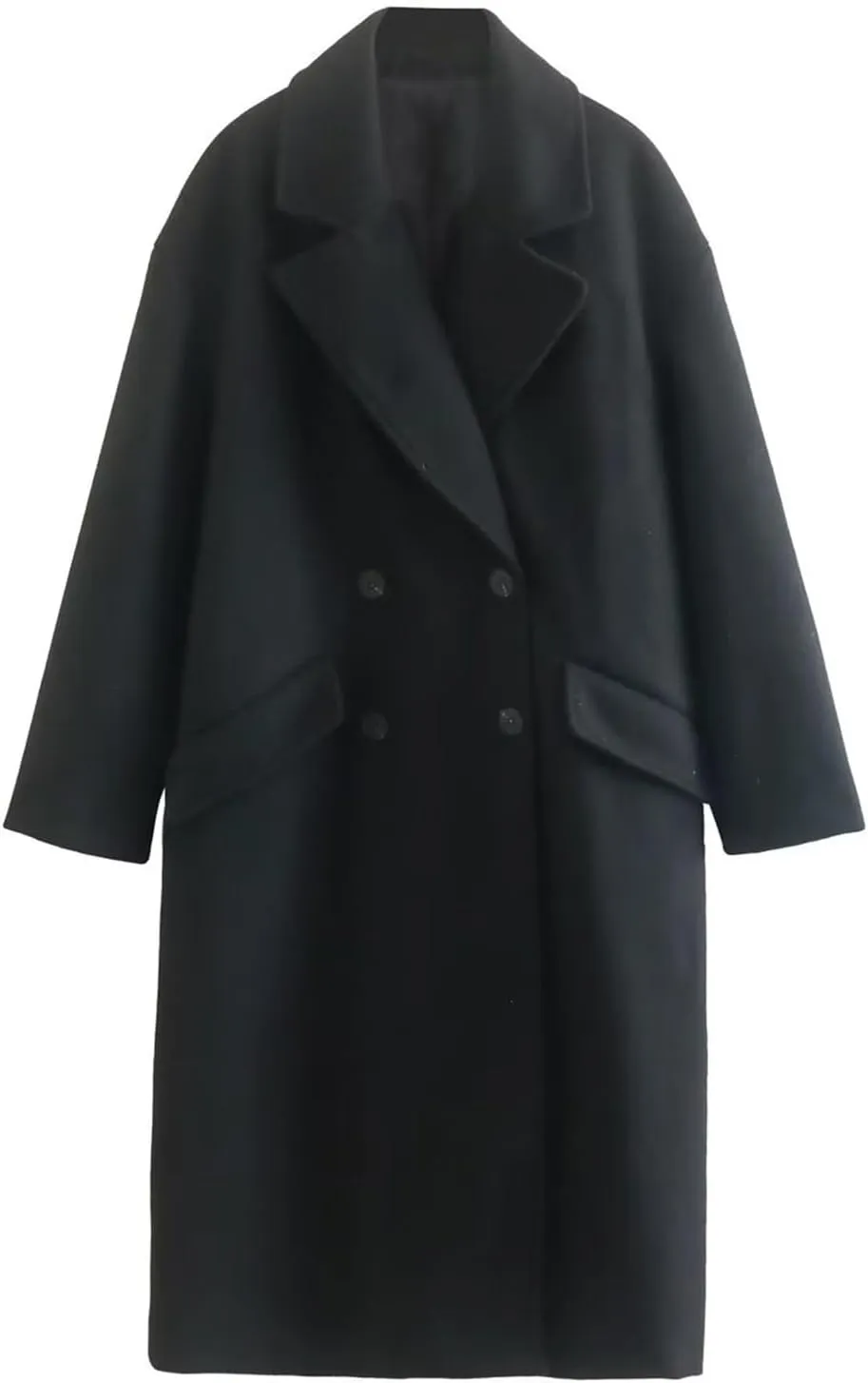 Trench Coats for Women Winter Wool Blend Pea Coat Casual Notched Lapel Collar Overcoat Long Jacket Outerwear