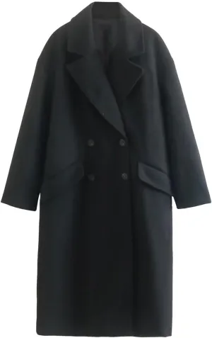 Trench Coats for Women Winter Wool Blend Pea Coat Casual Notched Lapel Collar Overcoat Long Jacket Outerwear