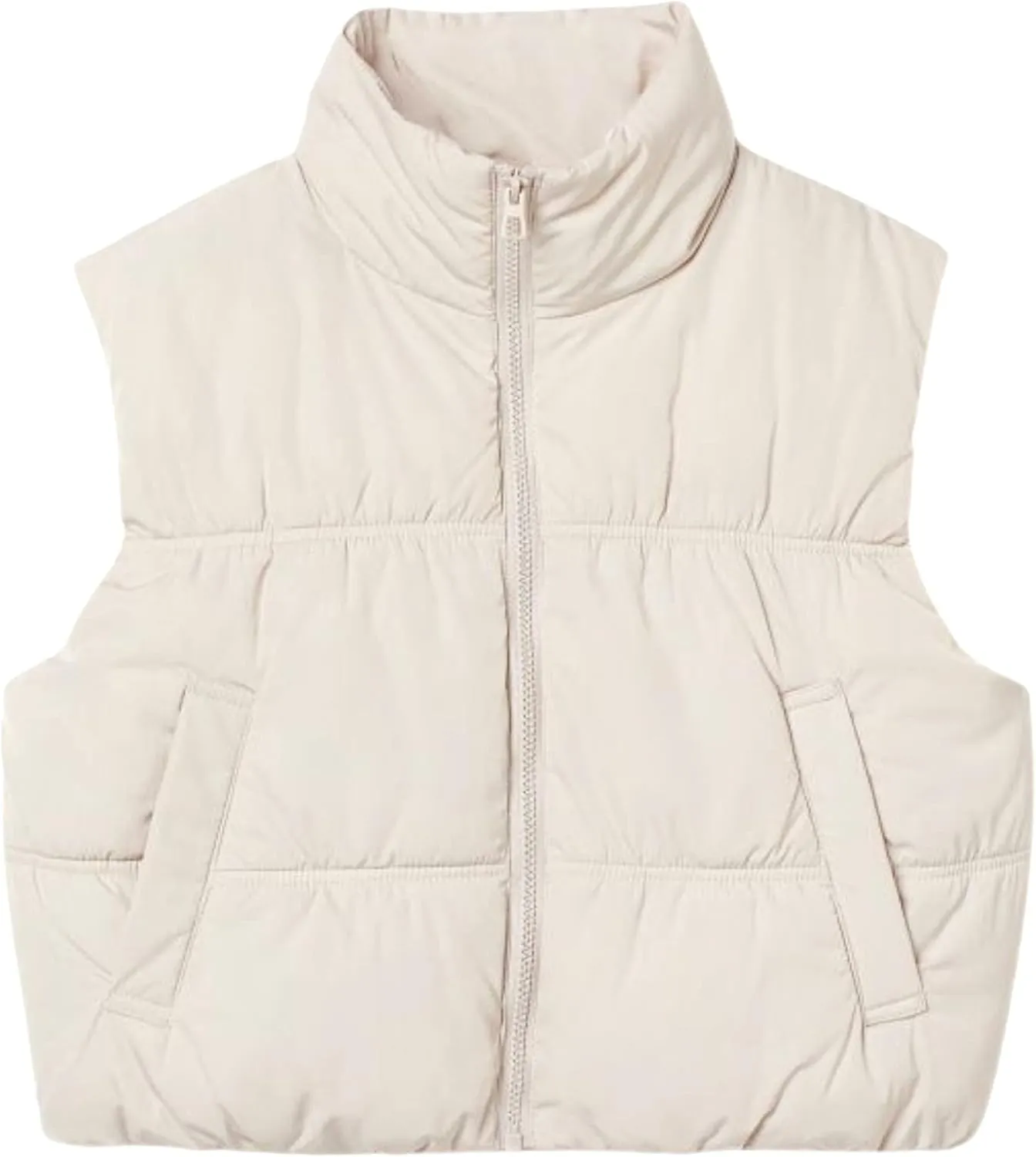 UANEO Womens Cropped Puffer Vest Zip Up Stand Collar Sleeveless Padded Cropped Vest