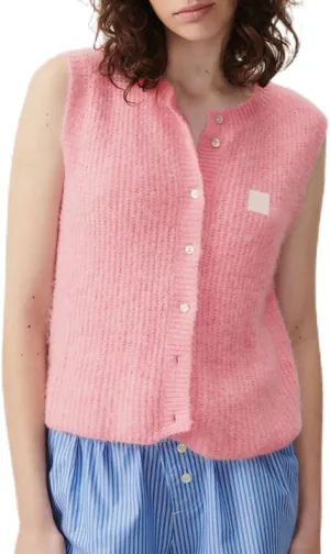 UAURORAO Women Chunky Sweater Vest Button Down Crochet Cable Knit Cardigan Sleeveless Open Front Knitted Crop Waistcoat