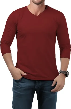 V Neck T Shirts Men  Light and Soft Pullover T Shirt with Long Sleeve- Perfect for Daily Use or Casual Events