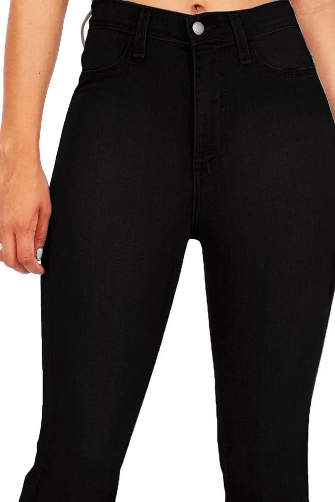 Vibrant Women's Juniors Bell Bottom High Waist Fitted Denim Jeans