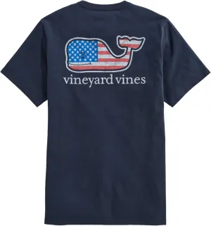 vineyard vines Men's Flag Whale Short Sleeve Pocket Tee