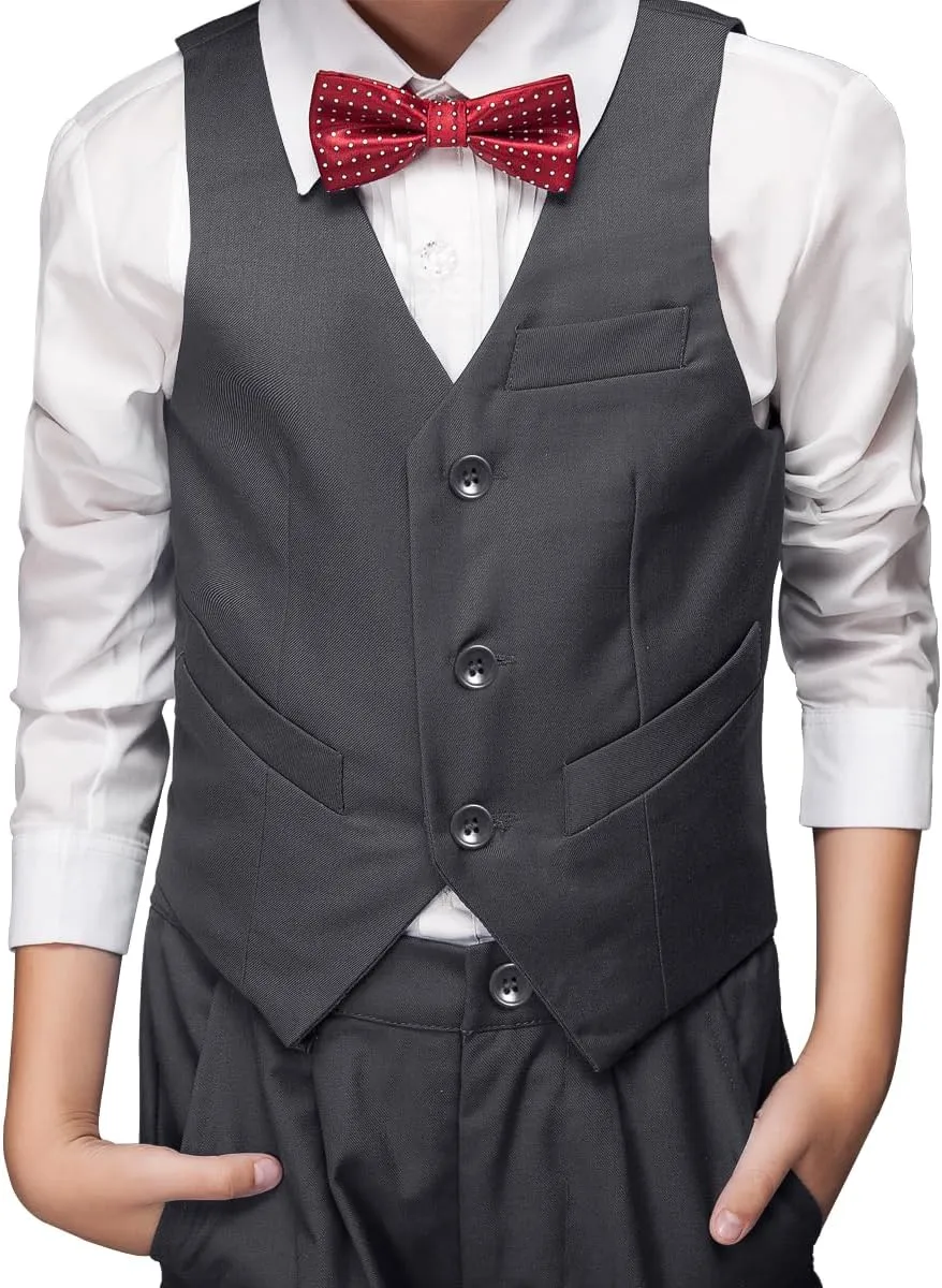 Visaccy 3 Buttons Boys Girls Fully Lined Formal Suit Vest