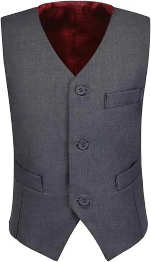 Visaccy 3 Buttons Boys Girls Fully Lined Formal Suit Vest