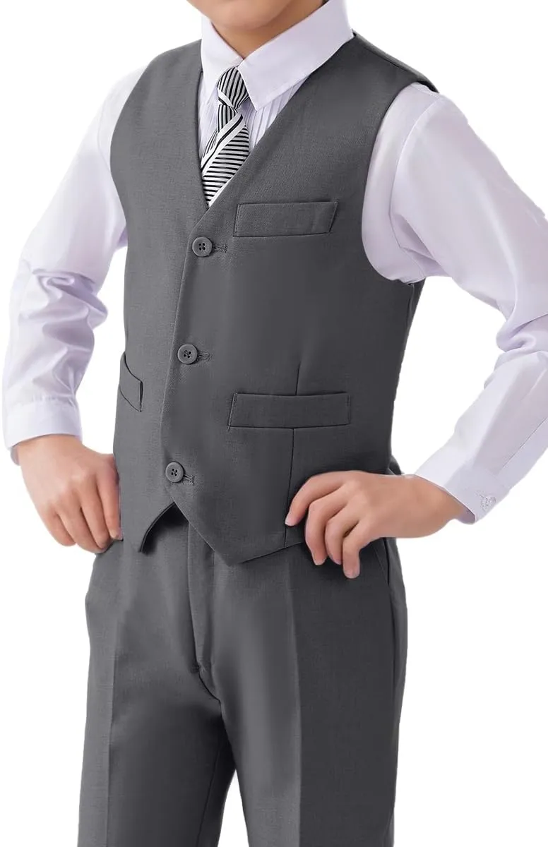 Visaccy 3 Buttons Boys Girls Fully Lined Formal Suit Vest