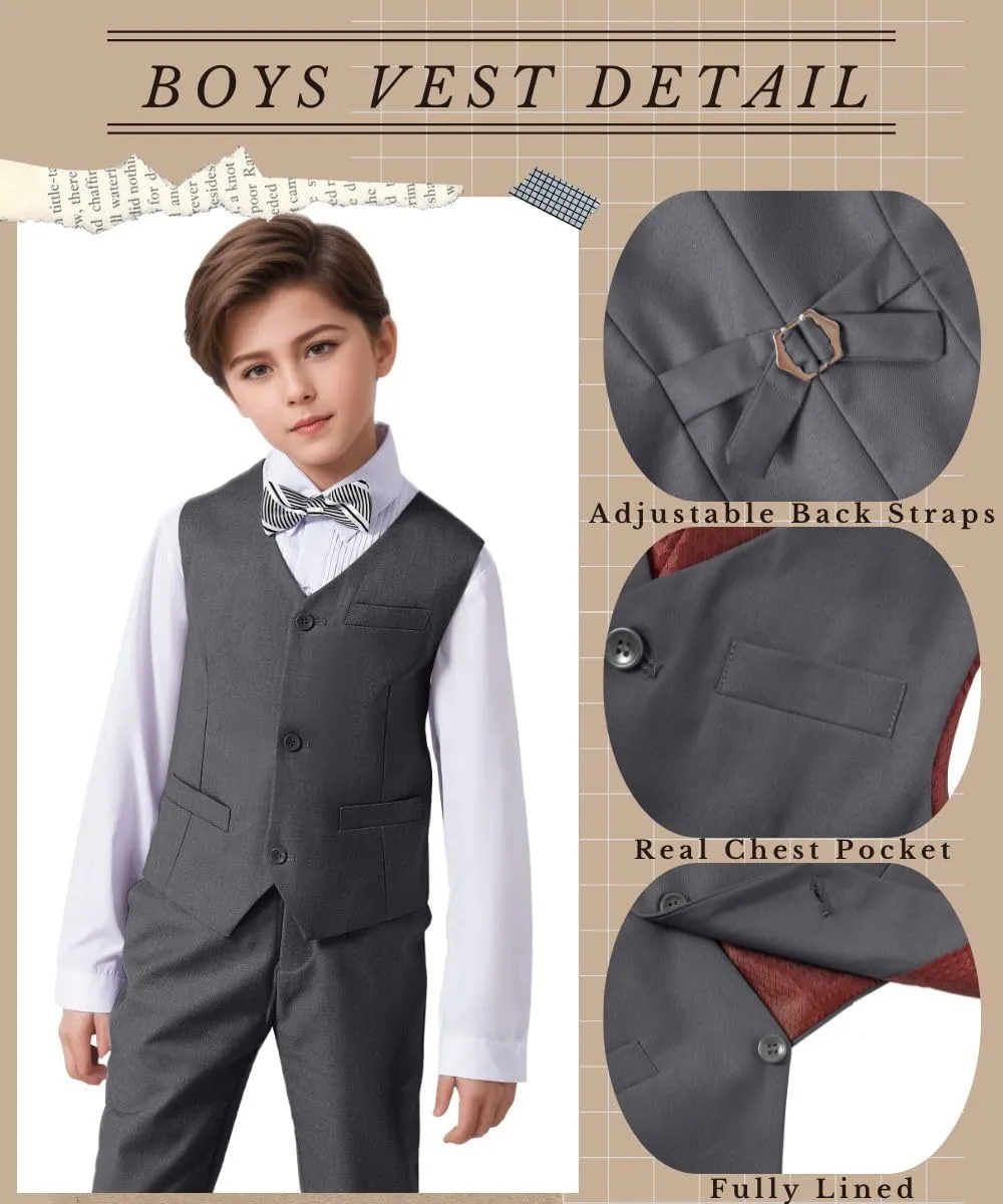 Visaccy 3 Buttons Boys Girls Fully Lined Formal Suit Vest