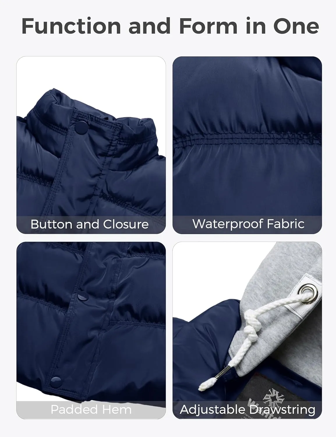 Wantdo Men's Thicken Winter Vest Water-Resistant Puffer Jacket Thicken Vest with Removable Hood