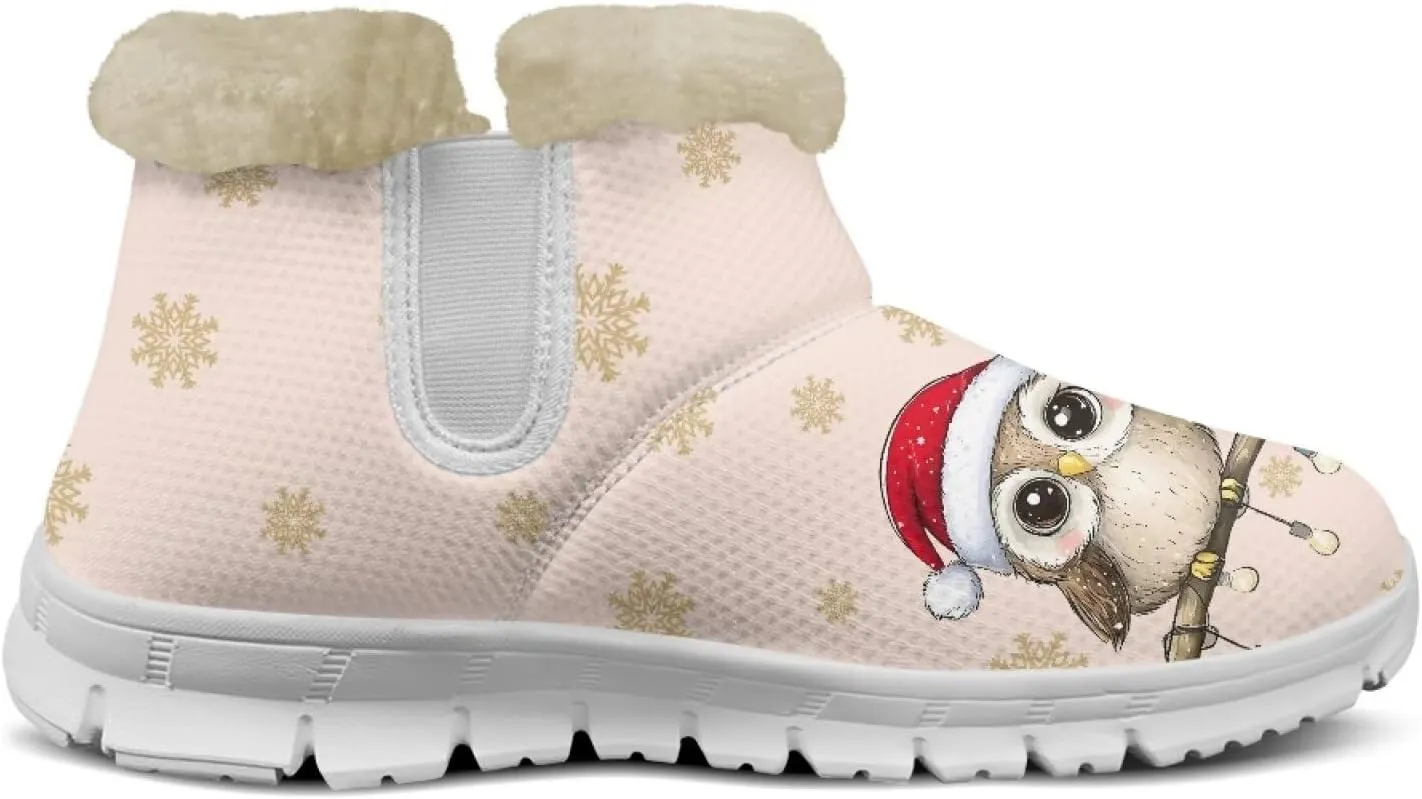 Winter Boots for Women White Sole Snow Boots Anti-Slip Outsole Ankle Boots Warm Fur Lining Mid Boot Walking Booties
