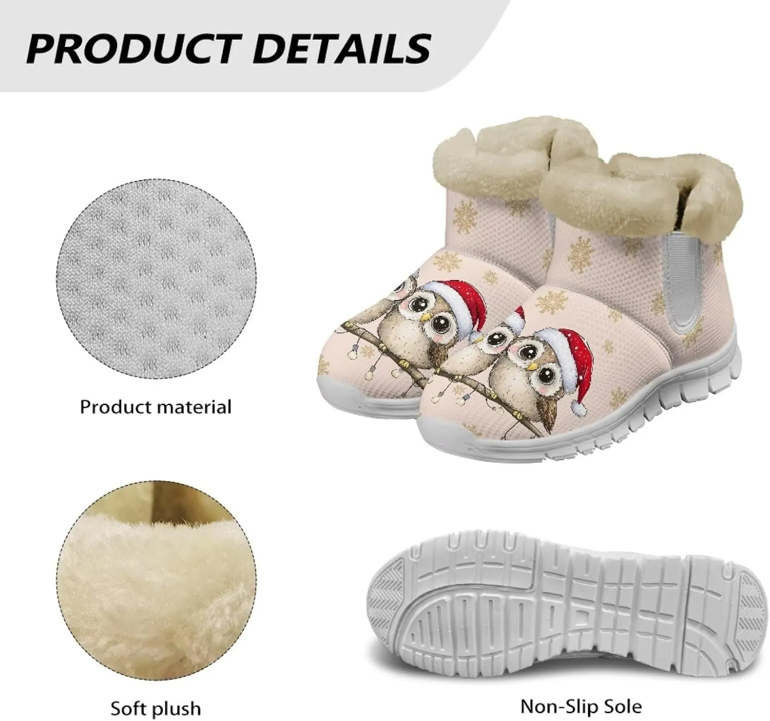 Winter Boots for Women White Sole Snow Boots Anti-Slip Outsole Ankle Boots Warm Fur Lining Mid Boot Walking Booties