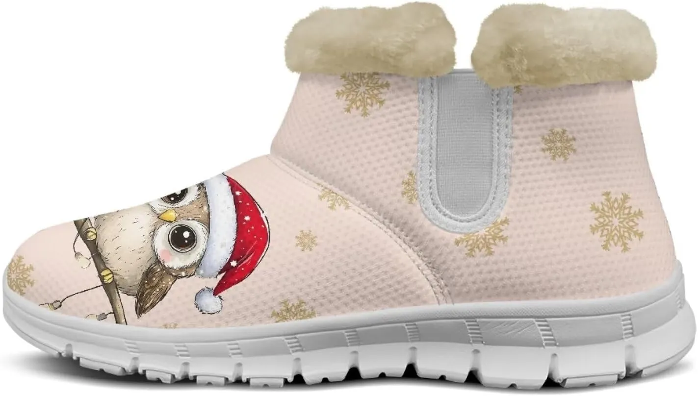 Winter Boots for Women White Sole Snow Boots Anti-Slip Outsole Ankle Boots Warm Fur Lining Mid Boot Walking Booties