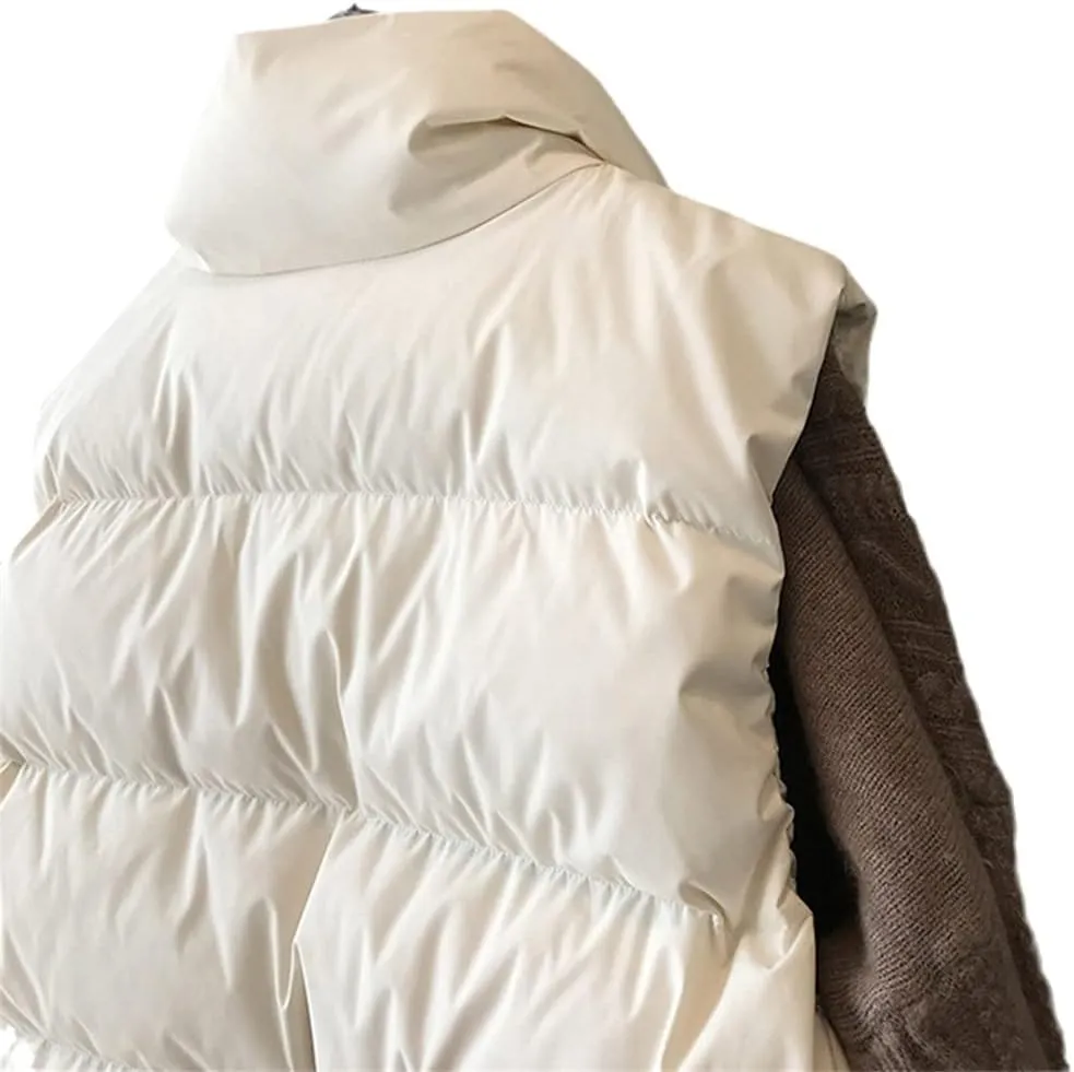 Winter Coat Sleeveless Women Vest Thicken Warm Cotton Padded Warm Plus Size Striped Stand Collar Vest