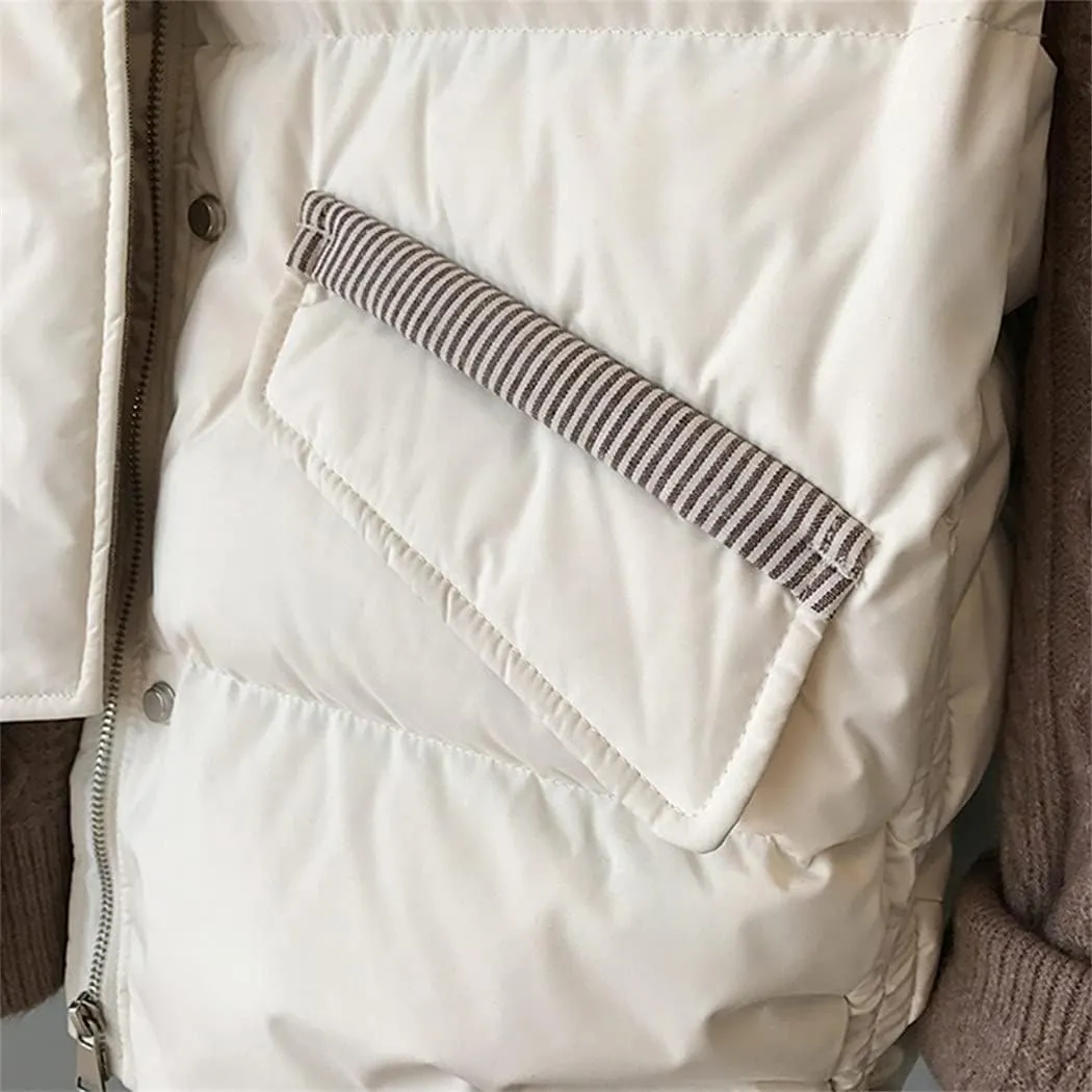 Winter Coat Sleeveless Women Vest Thicken Warm Cotton Padded Warm Plus Size Striped Stand Collar Vest