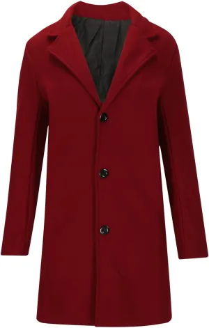 Winter Coats for Men Notched Lapel Long Jacket Wool Blend Single Trench Coat Plus Size Business Pea Coat
