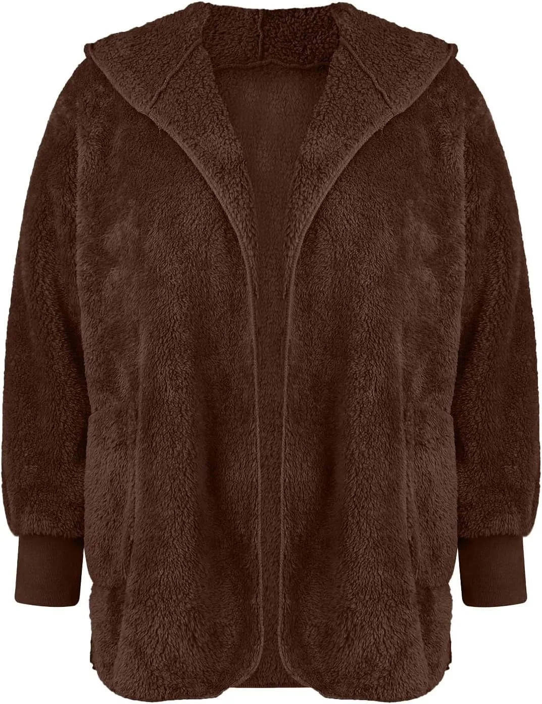 Winter Coats For Women Loose Hooded Jacket Plush Long Sleeve Cardigan Solid Color Coat