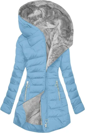 Winter Coats for Women Thicken Warm Fleece Lined Parka Long Quilted Fashion Solid Puffer Jacket With Faux Fur Hood
