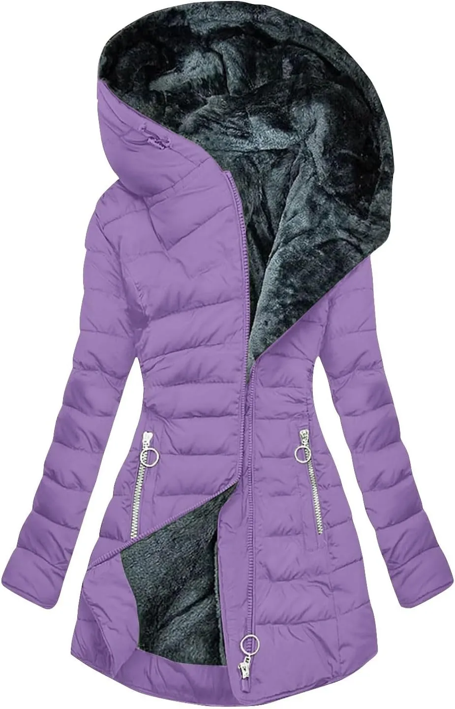 Winter Coats for Women with Hood Fleece Lined Thicken Puffer Coat Sherpa Warm Jackets Trendy 2024 Outfits Clothes