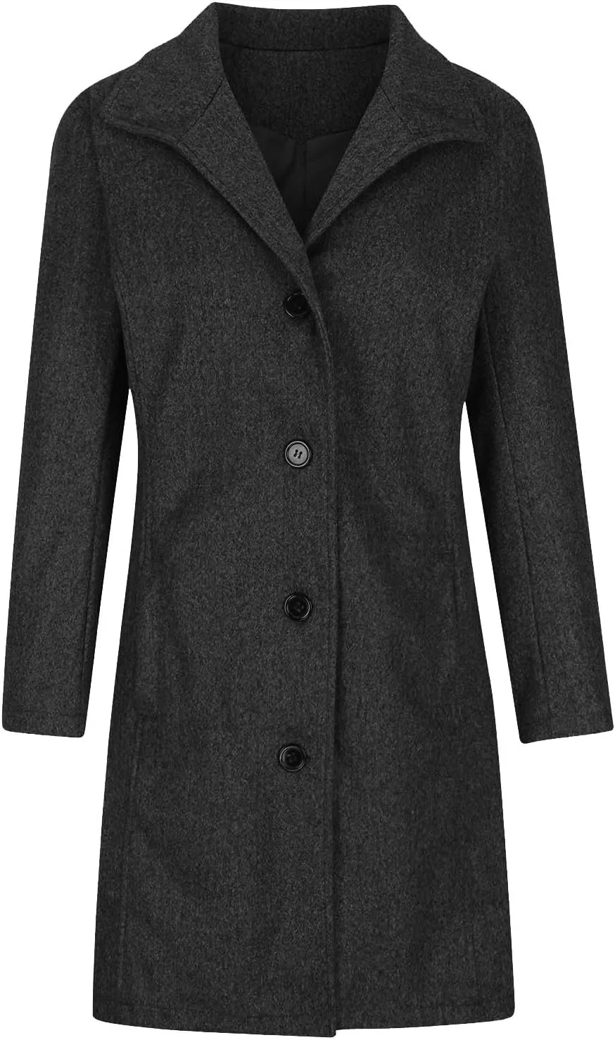 Winter Coats For Women Wool Blend Coat Fashion Button Lapel Solid Color Peacoat Fall Casual Going Out Long Overcoat