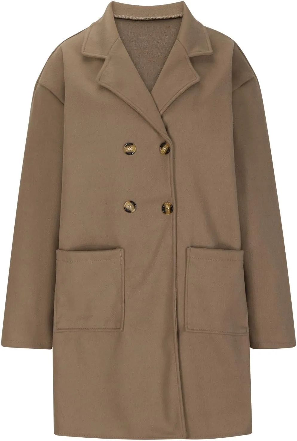 Winter Pea Coat For Women 2024 Trendy Double Breasted Lapel Mid Length Trench Coat Solid Color Casual Fall Overcoat