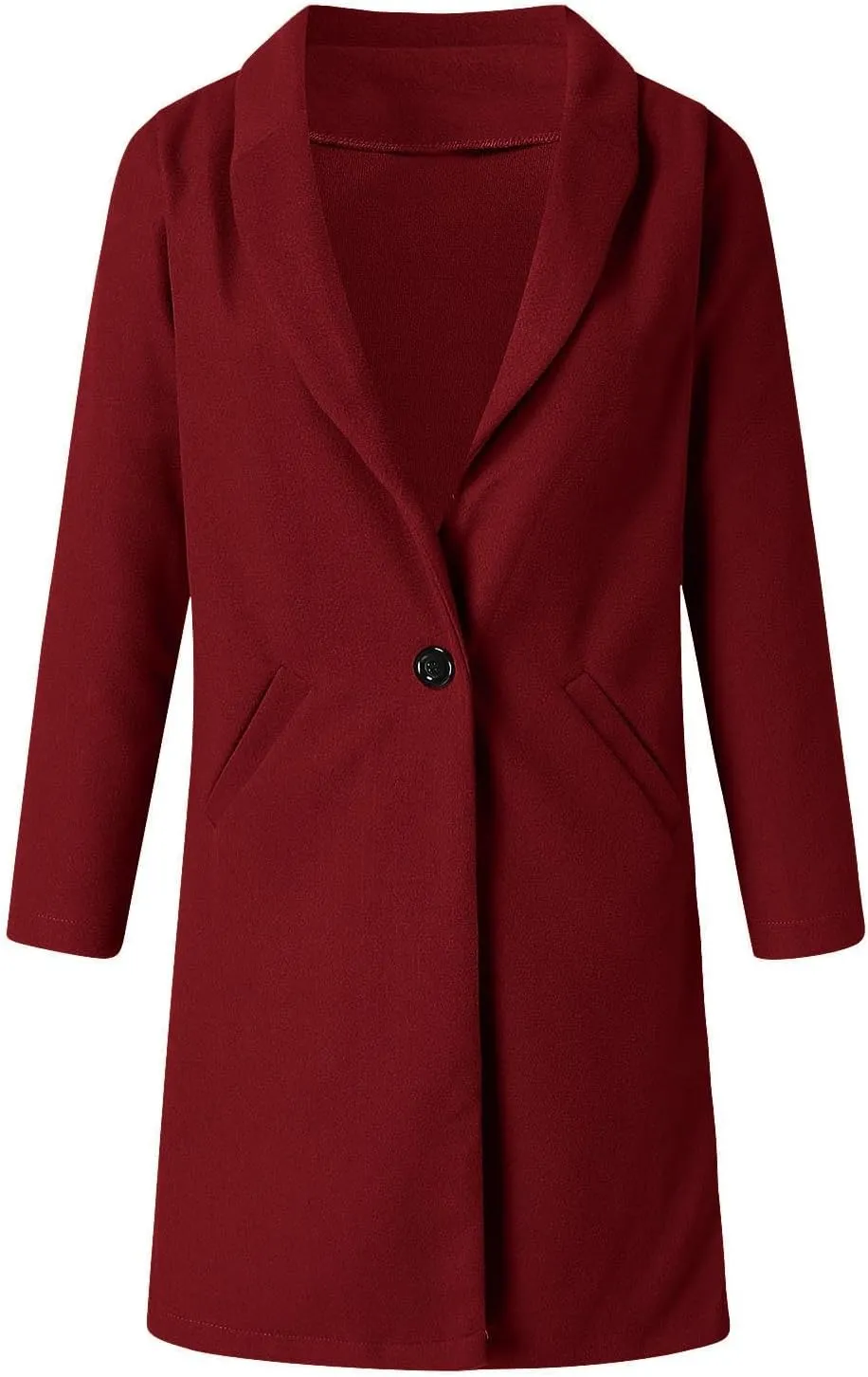 Winter Pea Coats for Women Elegant Double Breasted Lapel Jacket Wool Blend Trench Coat Mid Long Dress Coats