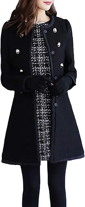 Winter Pea Coats for Women Wool Blend Long Trench Coat Casual Oversized Notched Lapel Collar Overcoat Outerwear