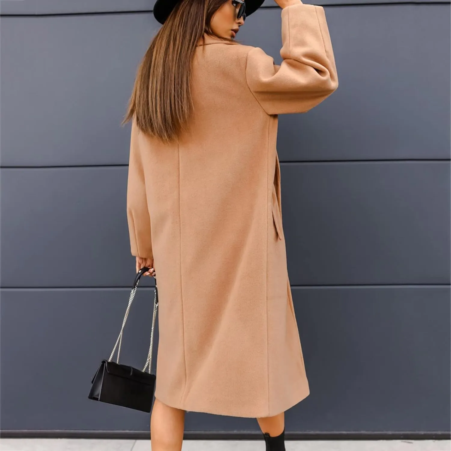 Winter Trench Coat for Women Oversized Notched Collar Single Breast Wool Coats Thicken Warm Pea Coat Jackets