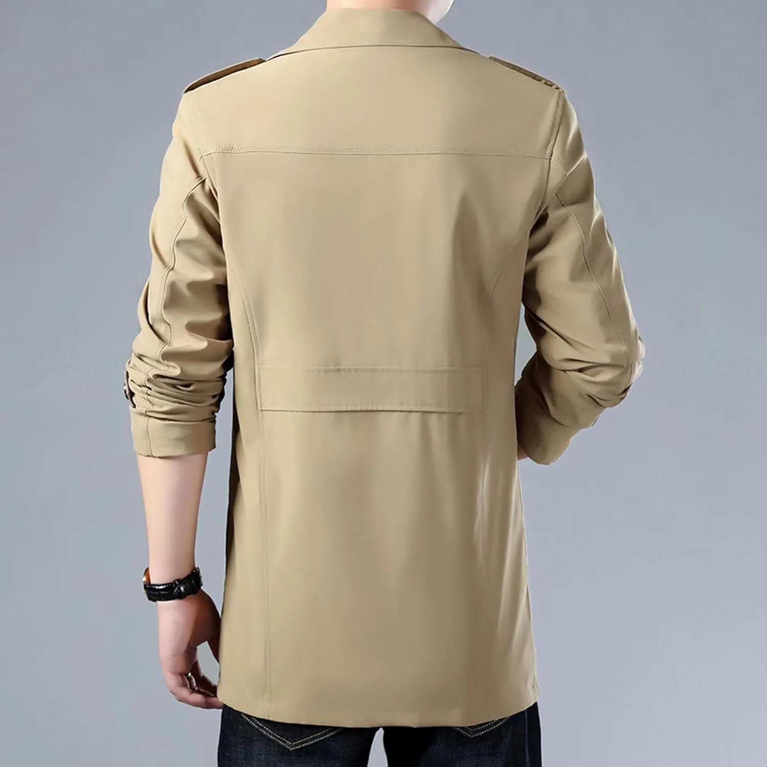 Winter Warm Trench Coats for Men Fashion Lapel Single Breasted Casual Jackets Mid Length Outdoor Windproof Coat