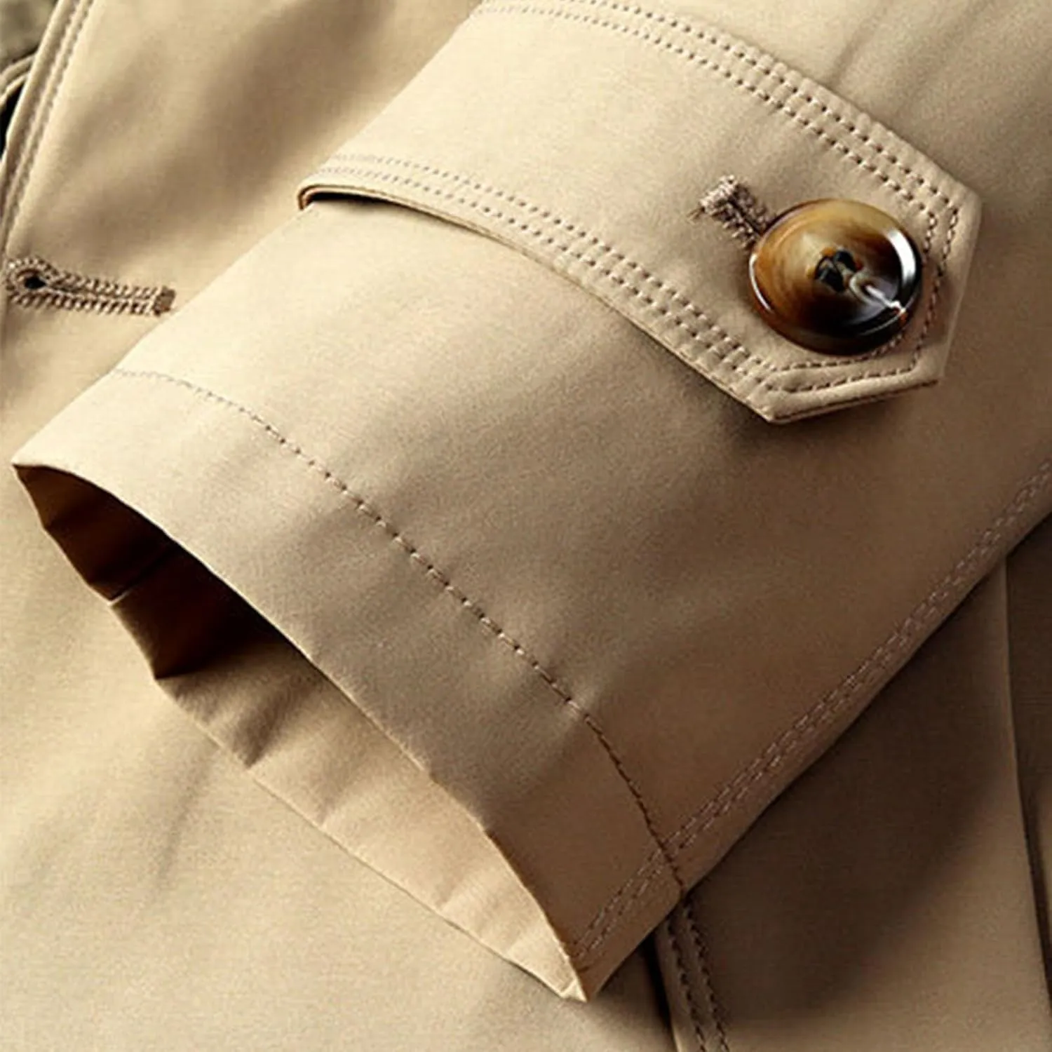 Winter Warm Trench Coats for Men Fashion Lapel Single Breasted Casual Jackets Mid Length Outdoor Windproof Coat