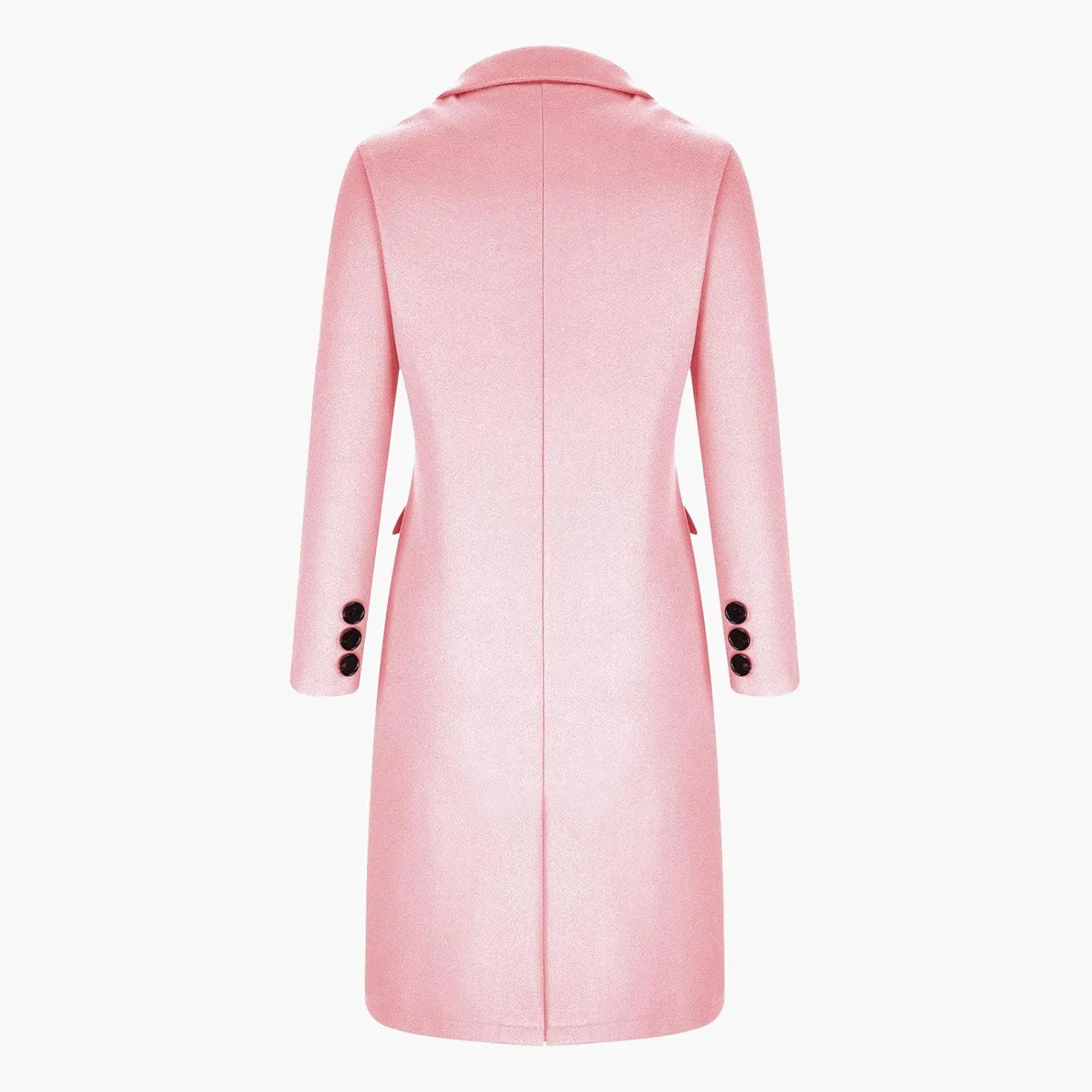 Wkishenl Long Winter Coats for Women Casual Notch Lapel Double-Breasted Peacoat Elegant Work Office Trench Coat with Pockets