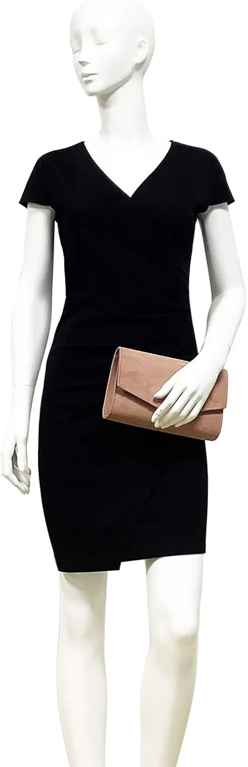 Women Evening Bag Dressy Clutch Handbag Faux Suede Purse for Wedding