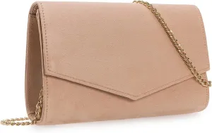 Women Evening Bag Dressy Clutch Handbag Faux Suede Purse for Wedding