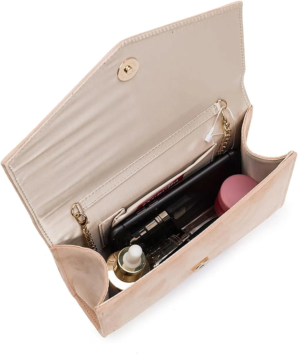 Women Evening Bag Dressy Clutch Handbag Faux Suede Purse for Wedding