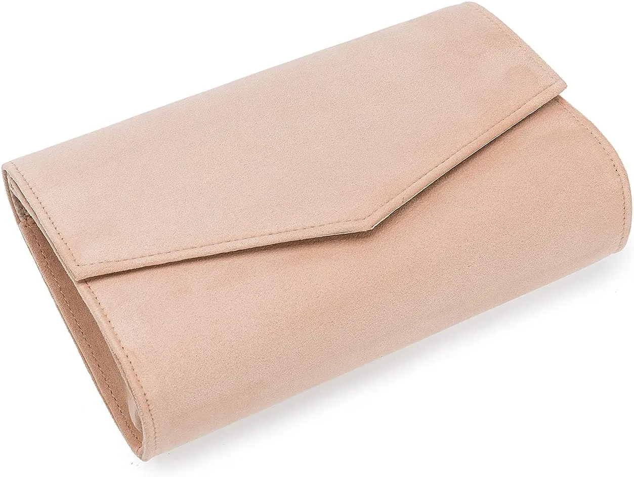 Women Evening Bag Dressy Clutch Handbag Faux Suede Purse for Wedding