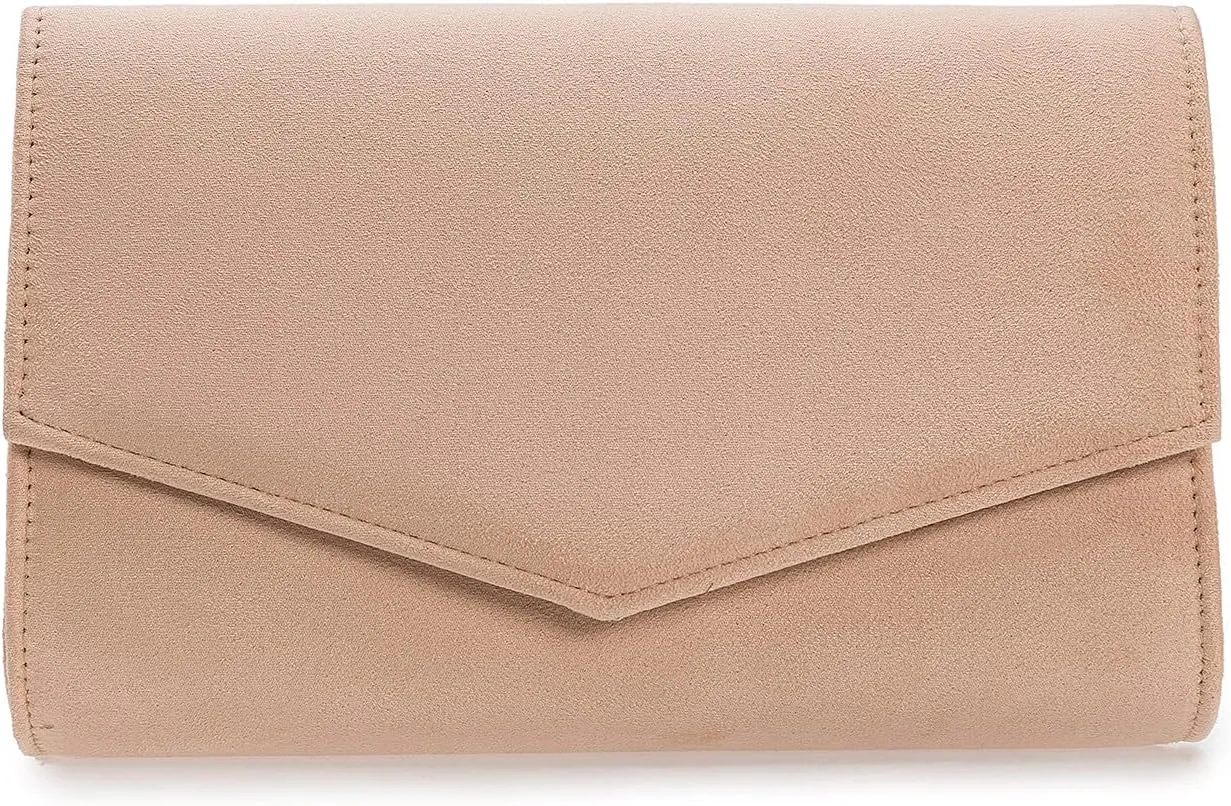 Women Evening Bag Dressy Clutch Handbag Faux Suede Purse for Wedding