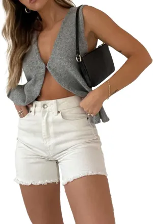 Women Vintage Crochet Vest Tank Top Y2k Sleeveless V Neck Knit Open Front Crop Top Streetwear