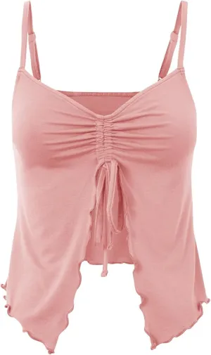 Women Y2K Camisole Top Girls Eloise Butterfly-Cami Sleeveless Drawstring Tank Top Music Festival Crop Tops