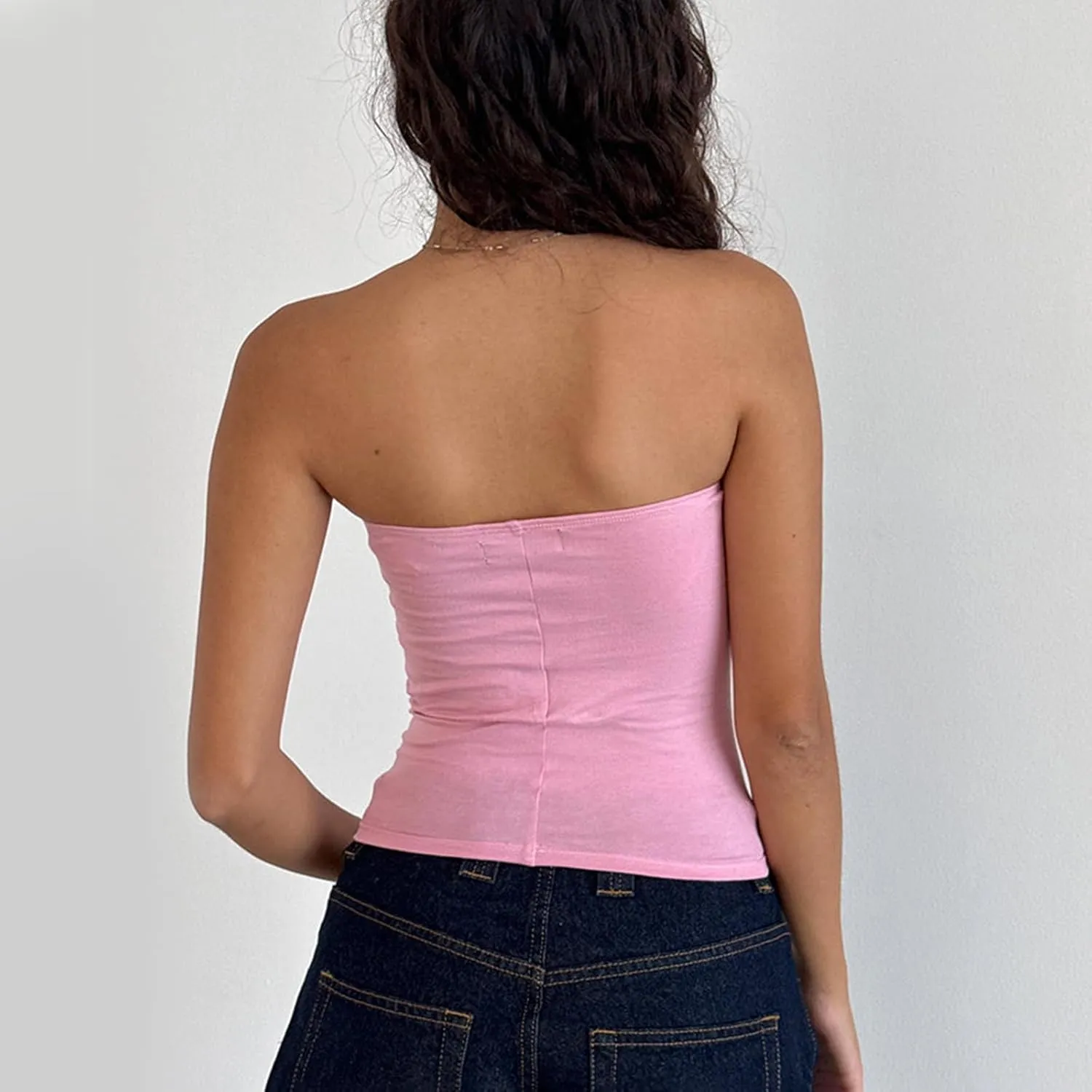 Women Y2k Tube Top Strapless Floral Print Bandeau Top Summer Aesthetic Sleveeless Tanks Going Out Tops