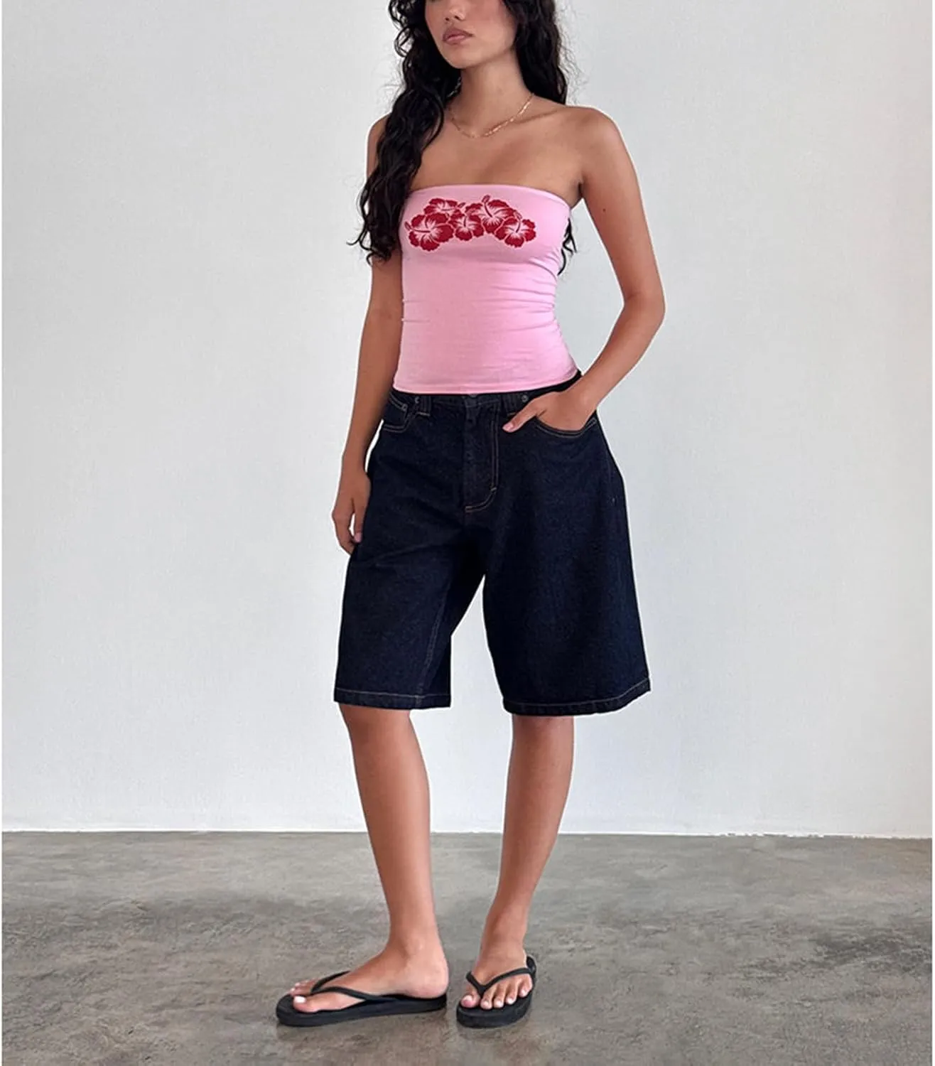 Women Y2k Tube Top Strapless Floral Print Bandeau Top Summer Aesthetic Sleveeless Tanks Going Out Tops