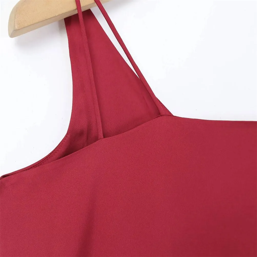 Women's Camisole V Neck Simple Camisole Tank Top Silk Underwear Pajamas Camping Top Sleeveless Top