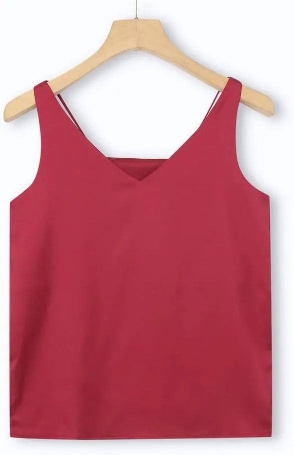 Women's Camisole V Neck Simple Camisole Tank Top Silk Underwear Pajamas Camping Top Sleeveless Top