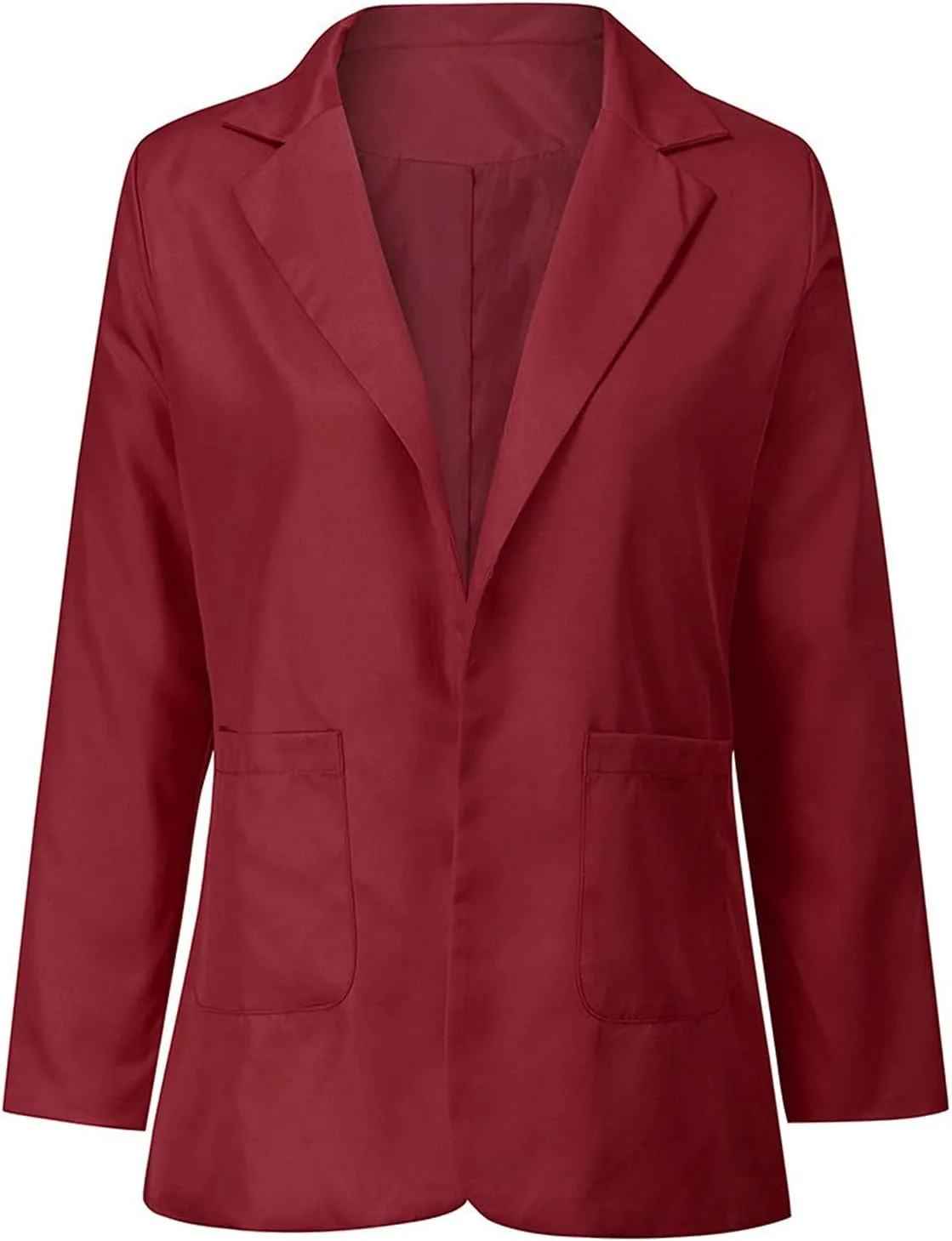 Womens Casual Blazer Fall Windproof Coat Solid Business Suit Work Office Jacket with Pocket Cardigans Plus Size Outwear