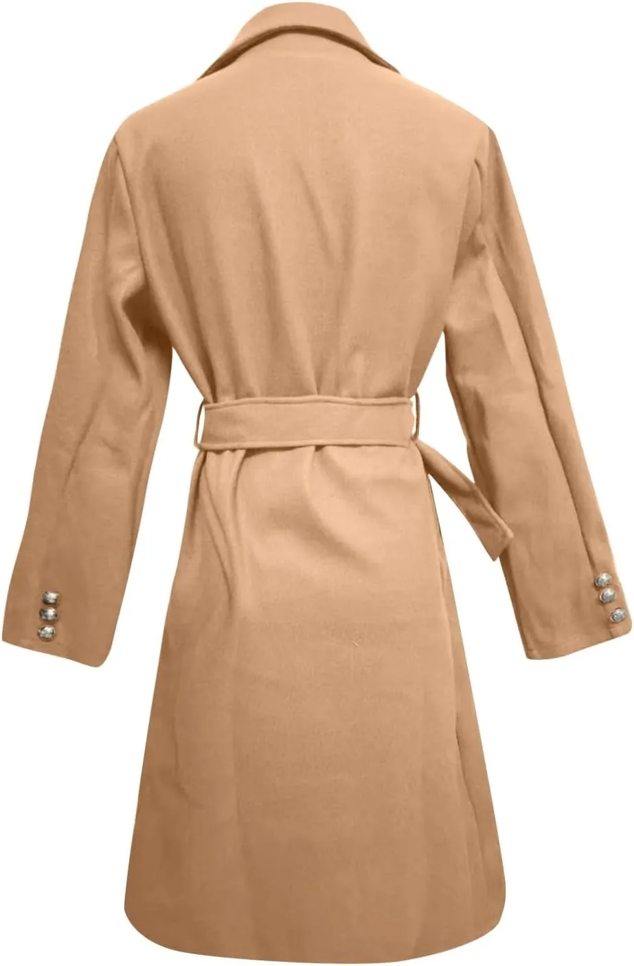 Womens Classic Coat Winter Slim Fit Pea Coat Lapel Collar Open Front Belted Long Jacket Warm Oversized Trench Coats