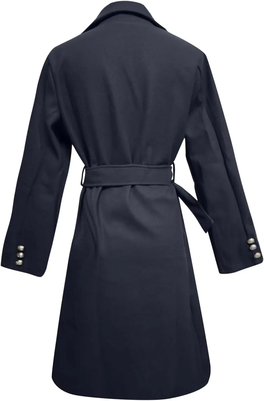 Womens Classic Coat Winter Slim Fit Pea Coat Lapel Collar Open Front Belted Long Jacket Warm Oversized Trench Coats