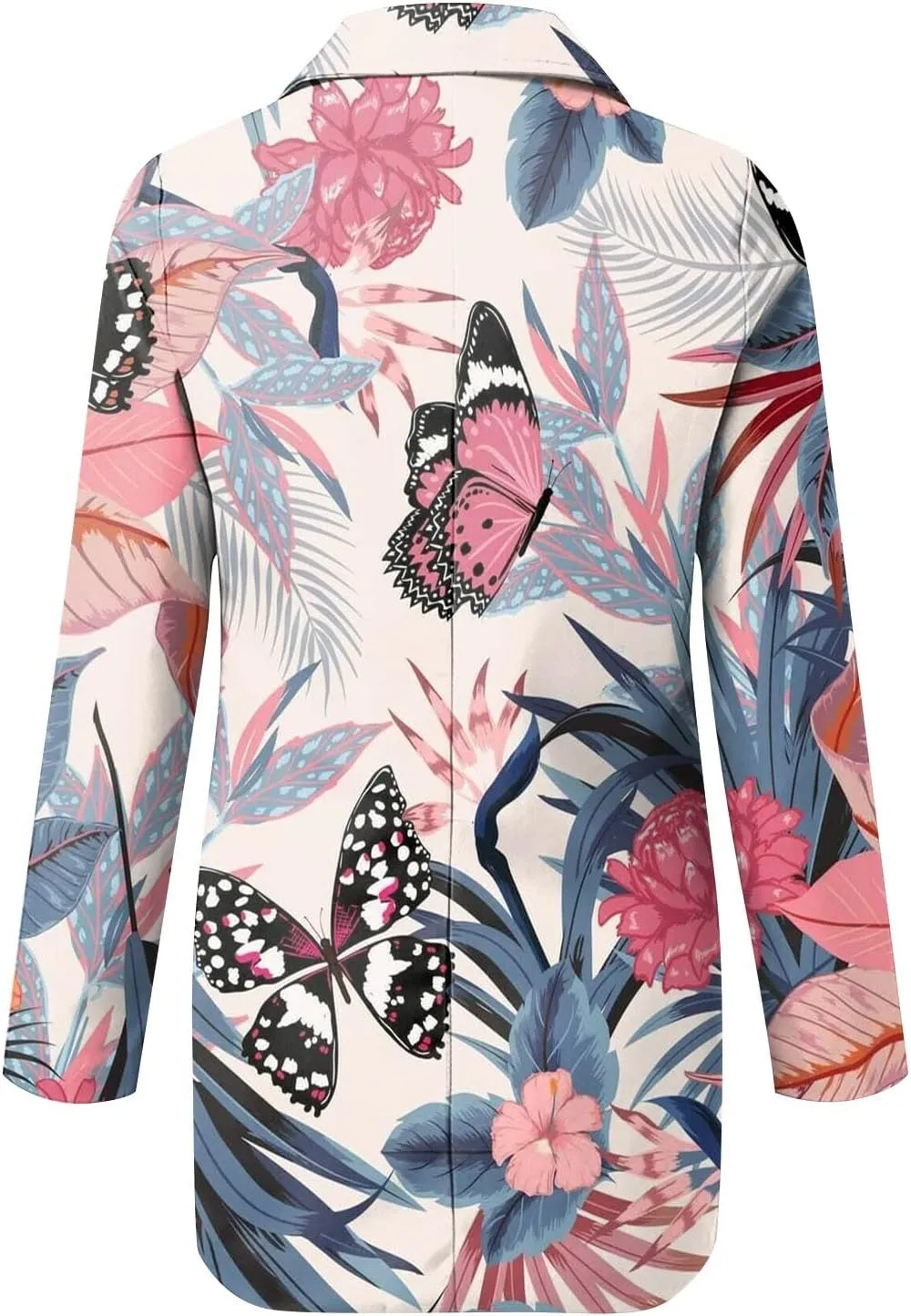Women's Fall Casual Trendy Long Sleeve Lapel Floral Cardigan Jacket Plus Size