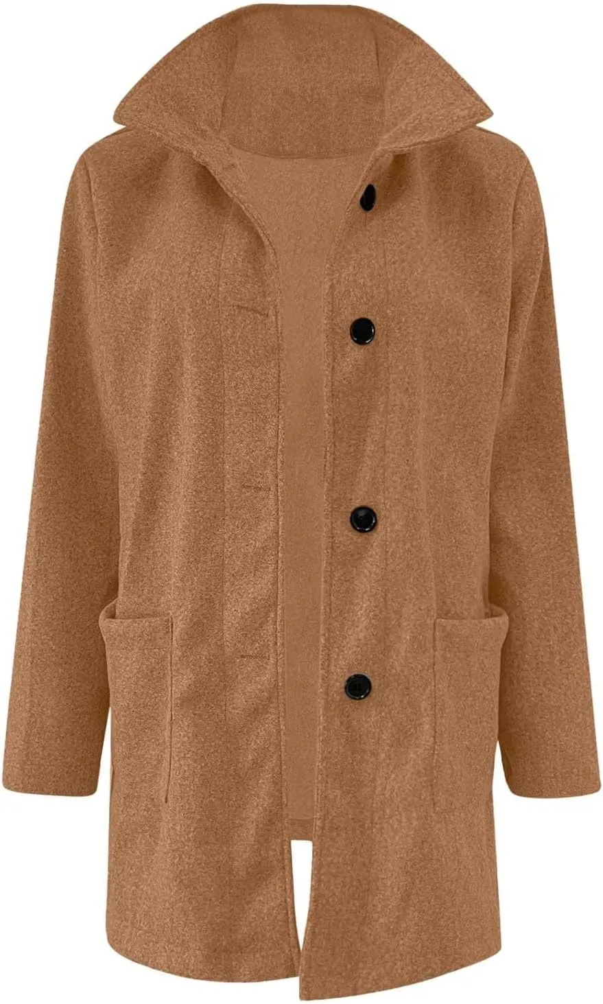 Womens Fall Winter Wool Coats Casual Notch Stand Collar Single Breasted Peacoat Thicken Blazer Jacket