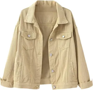 Women's Fashion Casual Colorful Solid Size Large Pocket Button Denim Coat Women's Short Coat Ladies Denim Jacket