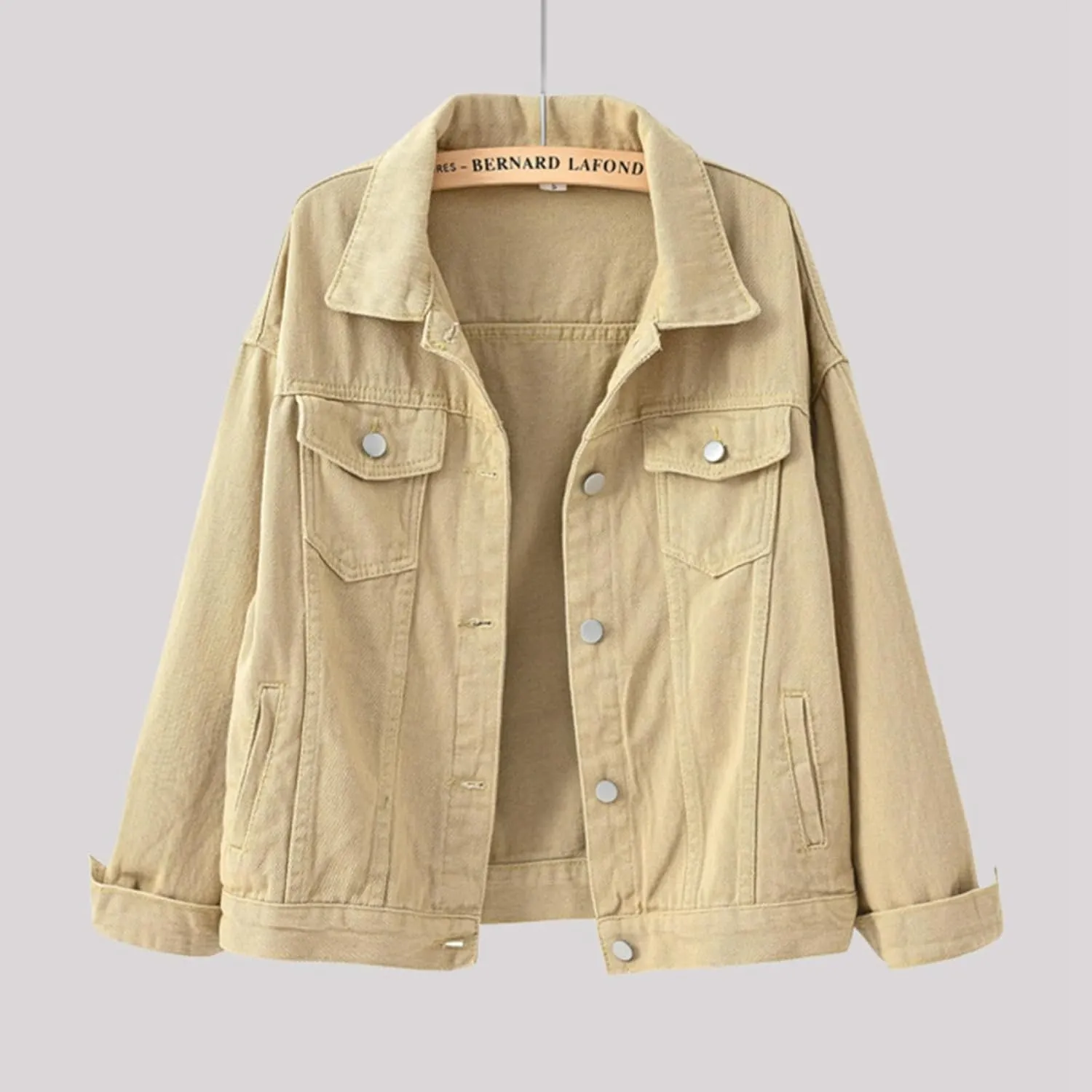 Women's Fashion Casual Colorful Solid Size Large Pocket Button Denim Coat Women's Short Coat Ladies Denim Jacket